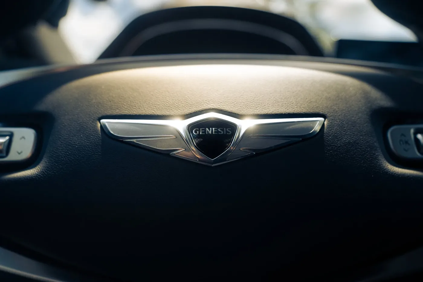 Vehicle badge close-up product photography